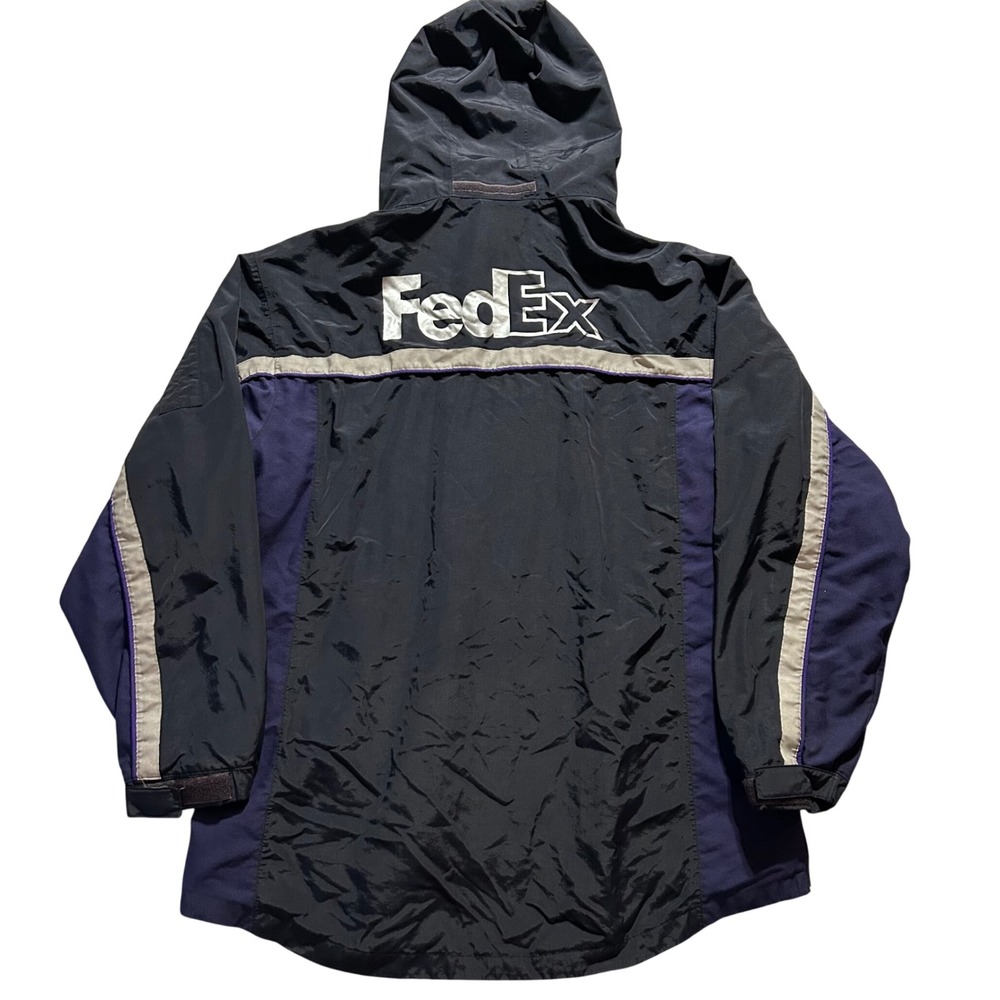 Federal Express Windbreaker Jacket Mens XL Navy Blue Reflective Vintage 90s